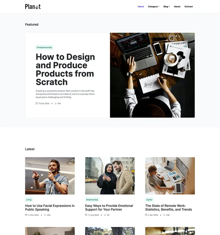 Planet – Bootstrap Blog Template