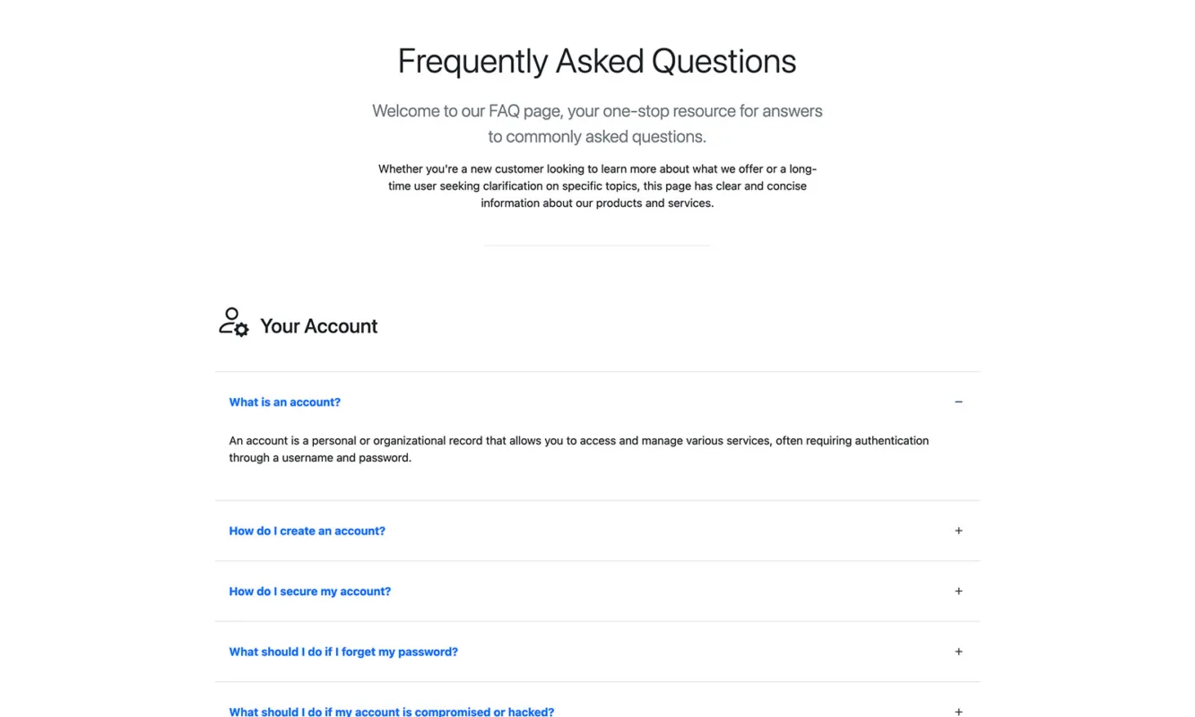 Bootstrap Free FAQ Page Template Using Accordion