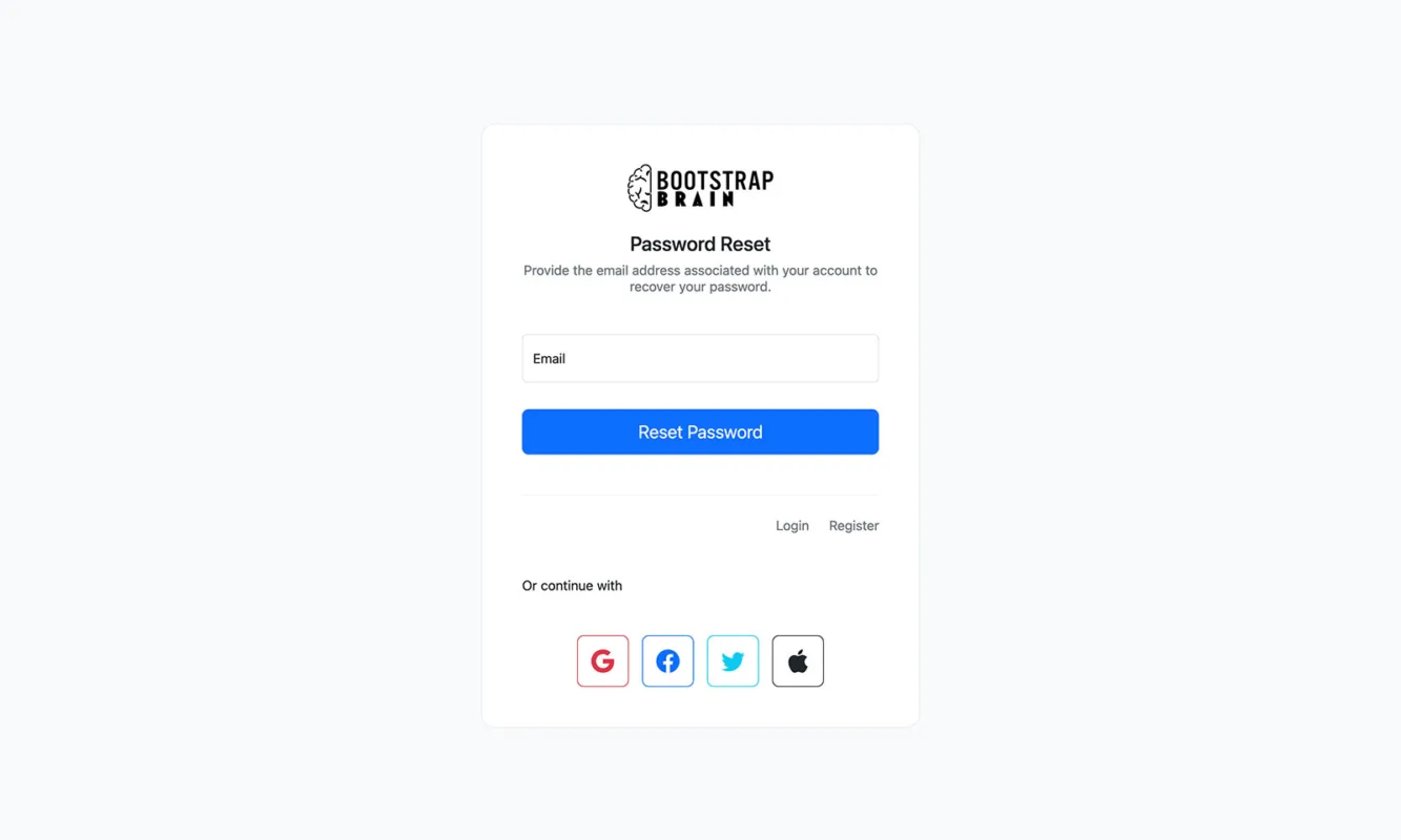 Bootstrap Free Password Reset Form Template