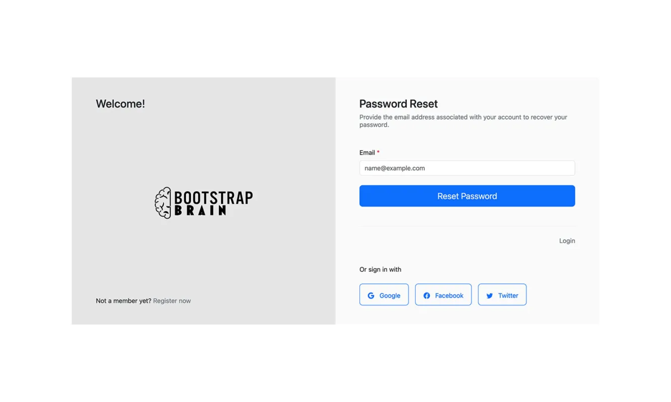 Bootstrap Password Reset Form Example
