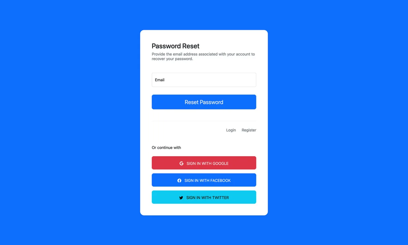 Bootstrap Password Reset Form Snippet