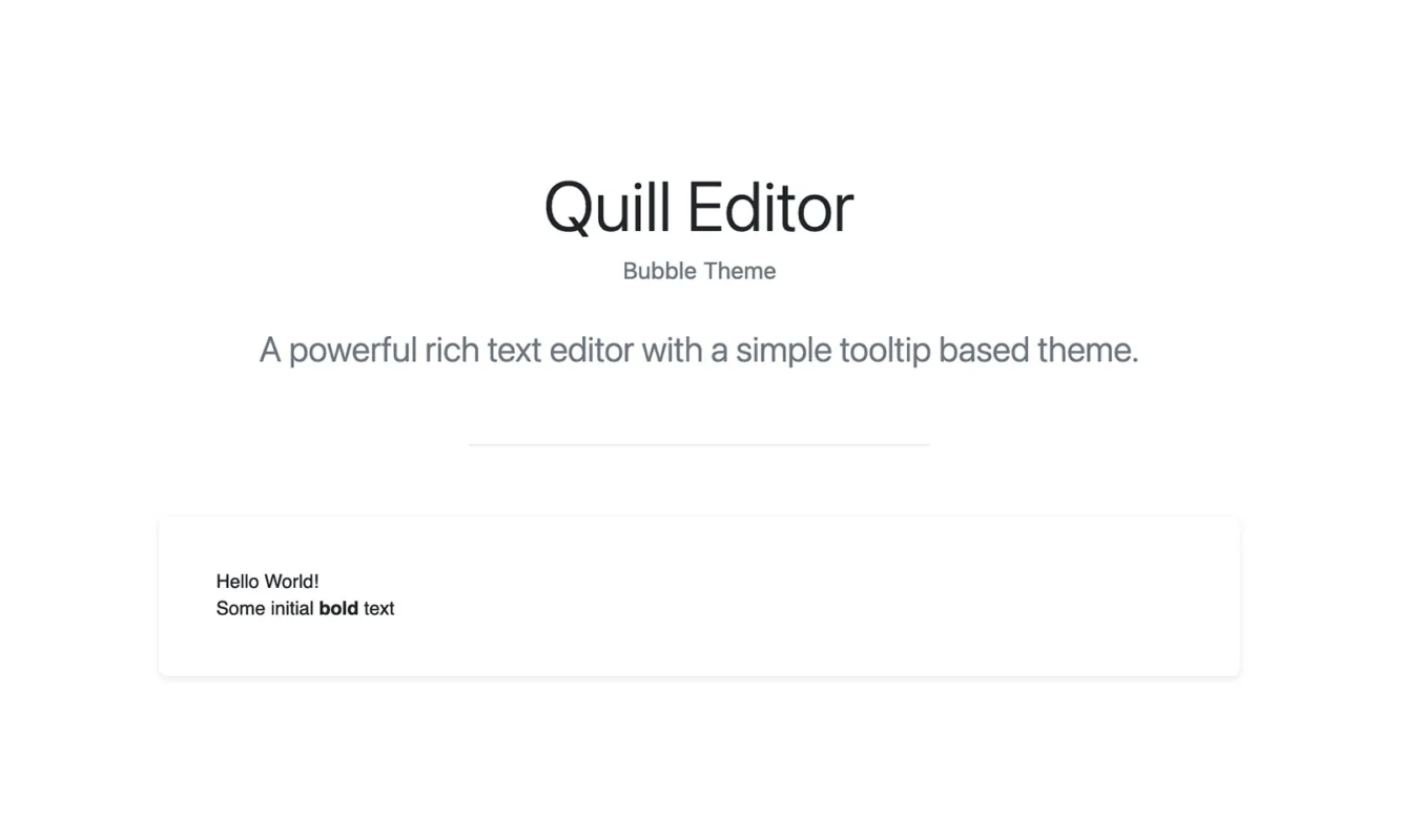 Bootstrap Quill Rich Text Editor Bubble Theme Card
