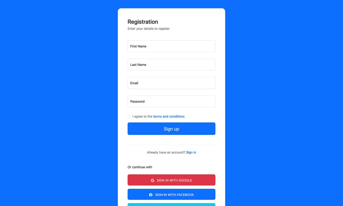 Bootstrap Registration Form Code