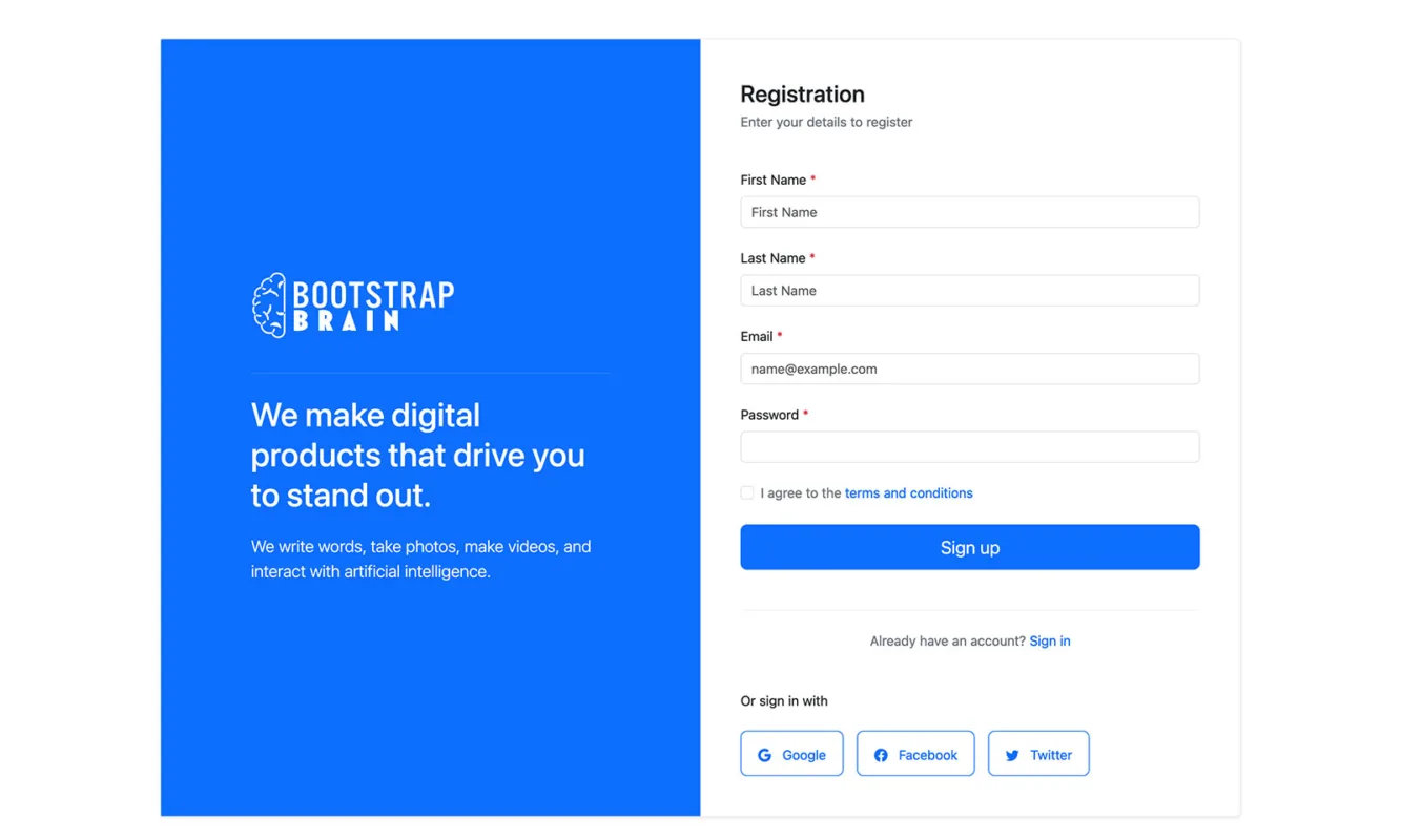 Bootstrap Registration Form Design