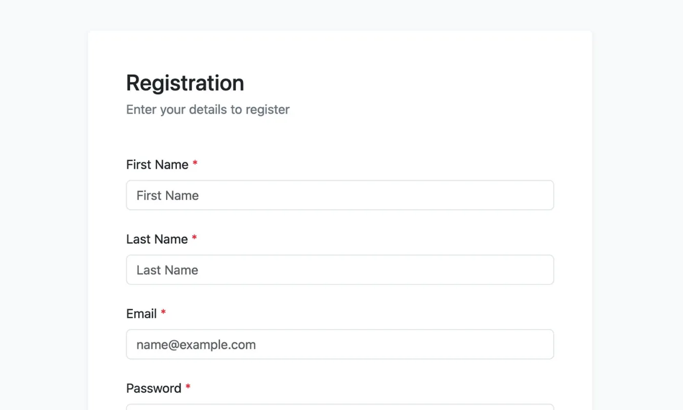 Bootstrap Registration Form Snippet