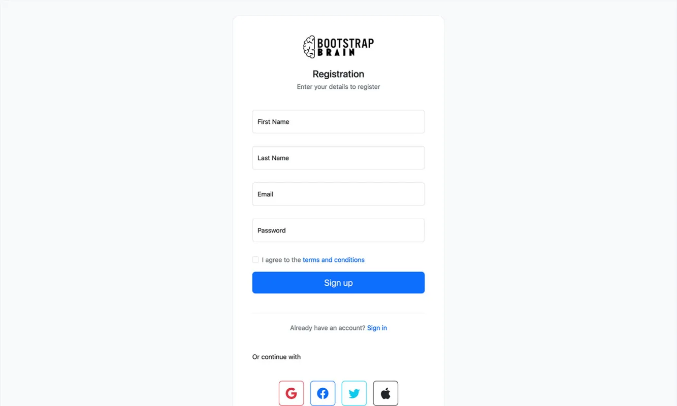 Bootstrap Signup Form Template