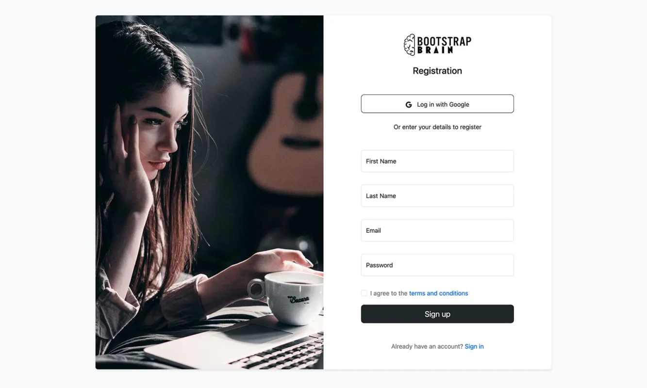 Bootstrap Signup Form Template with Floating Labels
