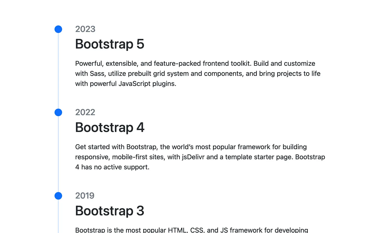 Simple Bootstrap Timeline - BootstrapBrain