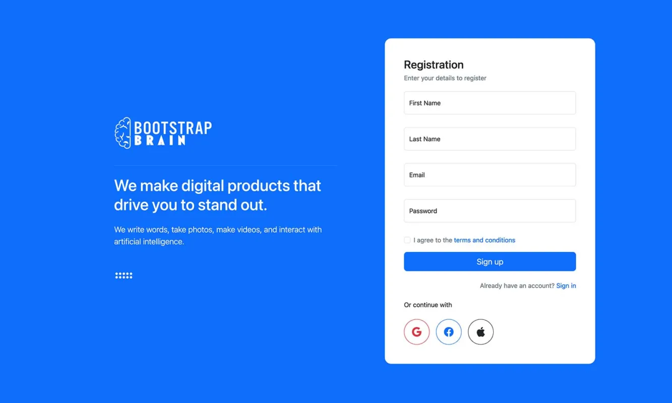 Bootstrap Signup Form Snippet