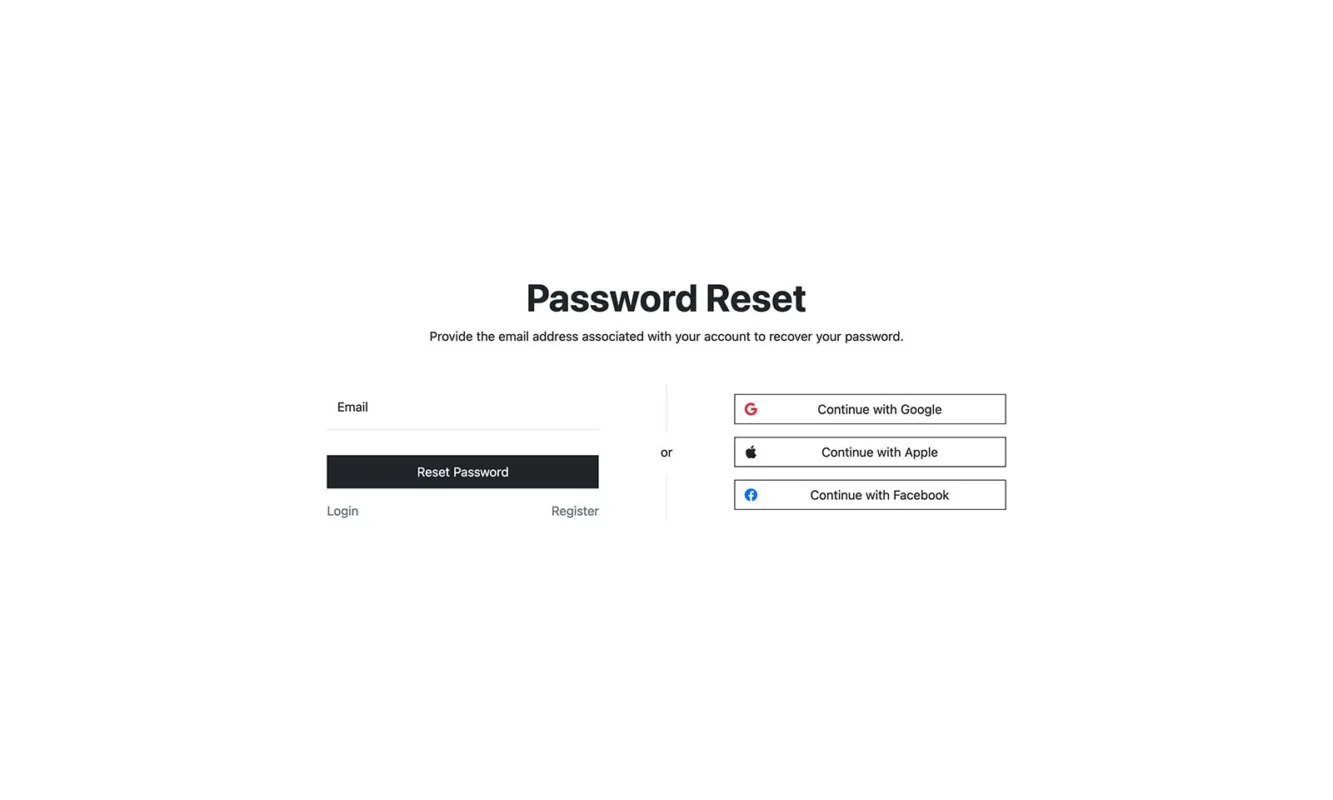 Bootstrap Free Password Reset Form Snippet