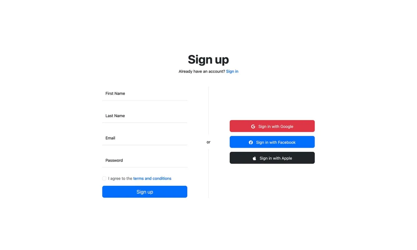Bootstrap Signup Form Widget