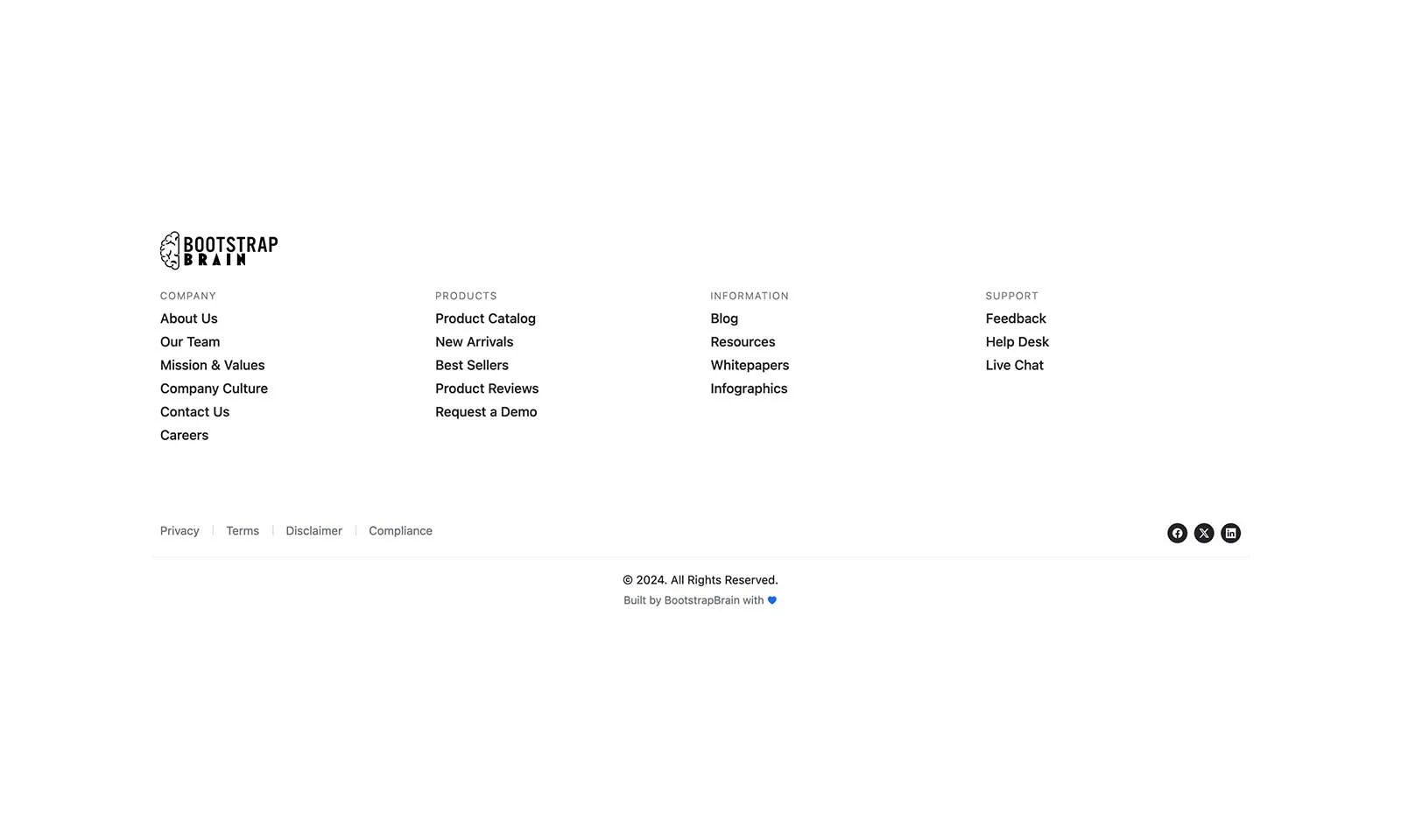 Bootstrap Footer with Social Media Icons - BootstrapBrain